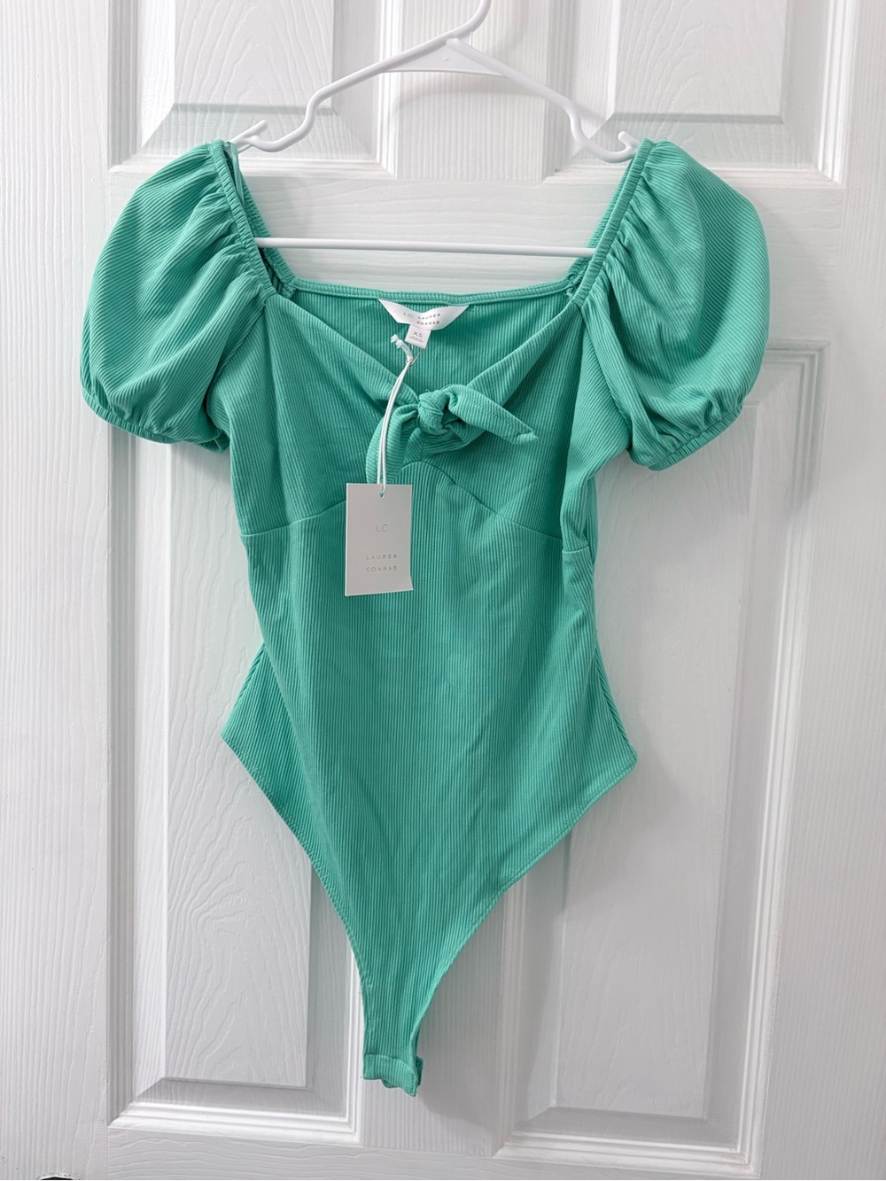 Lauren Conrad Puff-Sleeve Ribbed Bodysuit